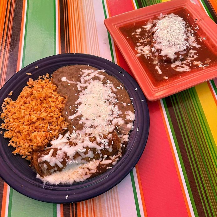 Combination plate with rice and beans